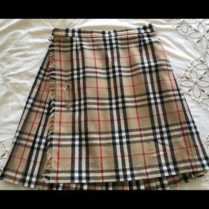 Burberry Beige Nova Check Mini Skirt with Fringed Wrap